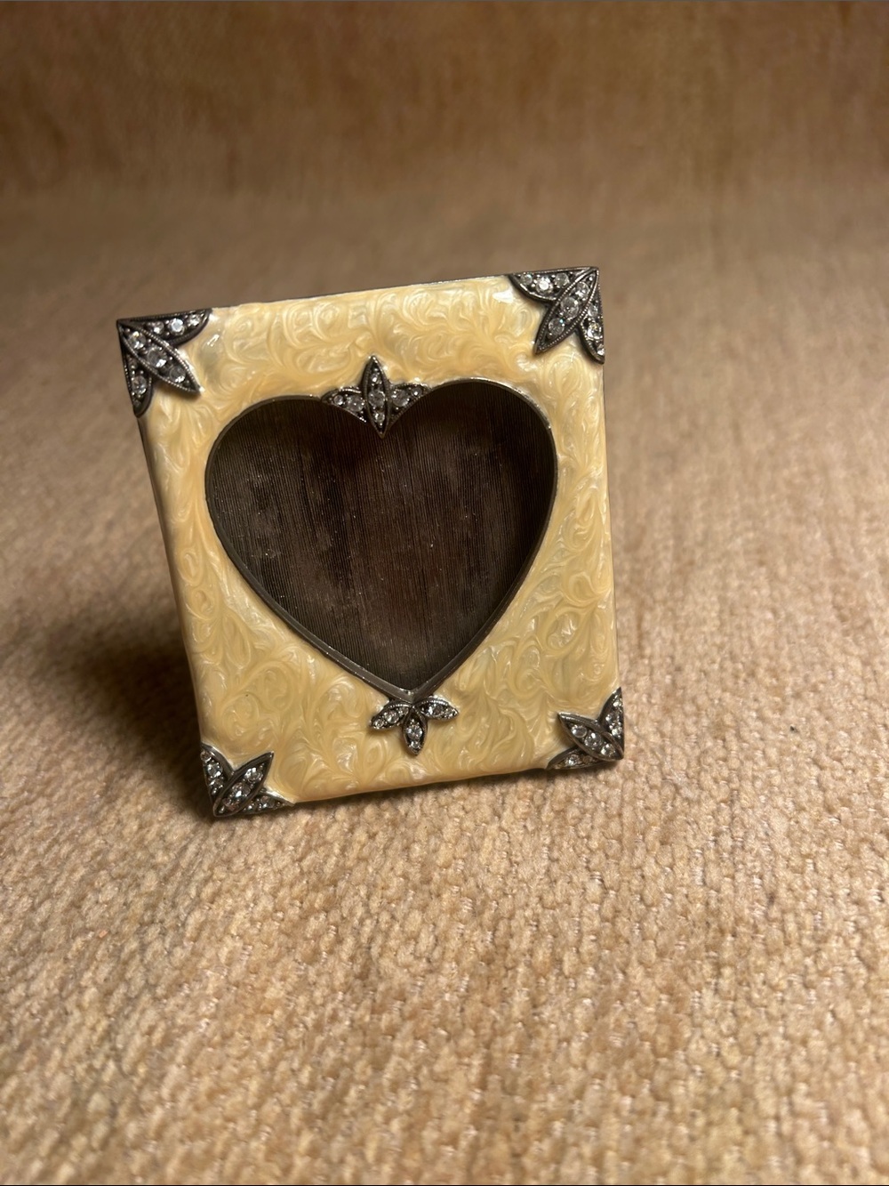 Jay Strongwater Ivory Heart Frame with Silver Accents